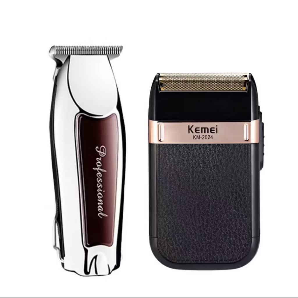 Kit máquinas de Acabamento Profissional Barbear Shaver 2024 e Kemei 9163 Recarregáveis em Oferta na Shopee