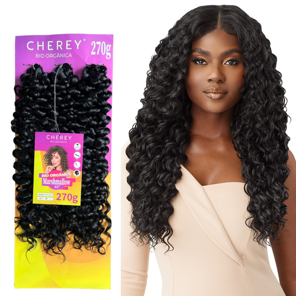 Cabelo Bio Orgânico Marshmallow Cherey 55cm 270g em Oferta na Shopee