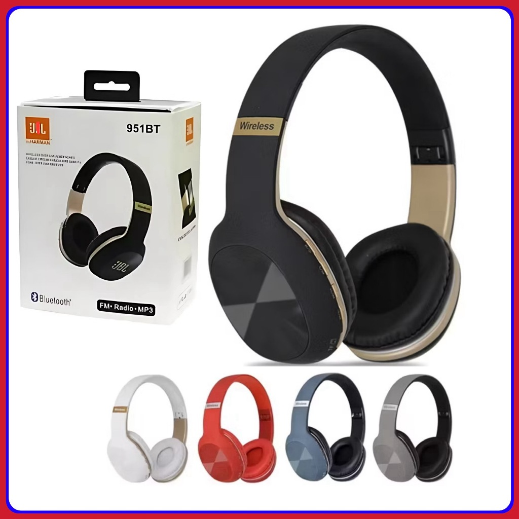 Fone de Ouvido Bluetooth Sem Fio Fone 951 Wireless Mp3 Cartão Memória Android iOS Notebook PC