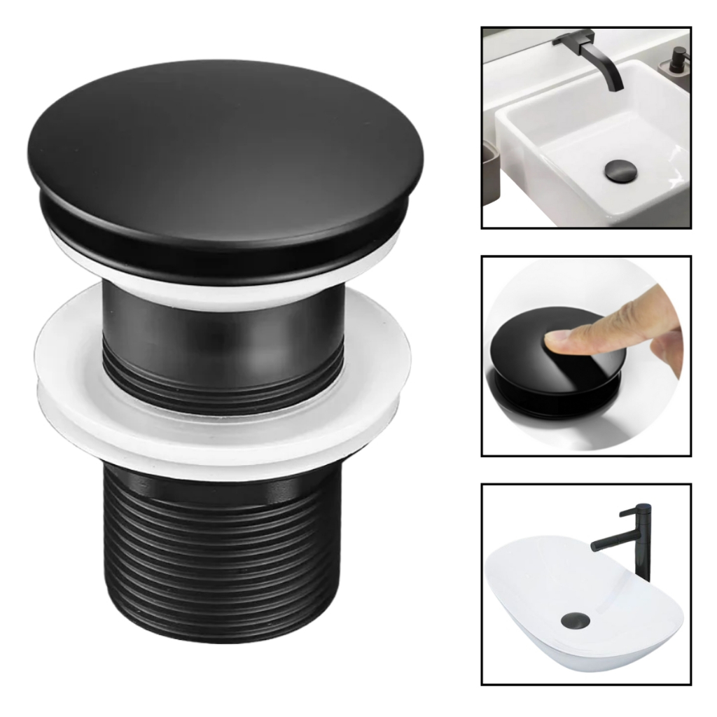 VALVULA CLICK RALO PARA CUBA EM ABS DE ALTA RESISTENCIA ENCAIXE UNIVERSAL TAMPA POP-UP PREMIUM