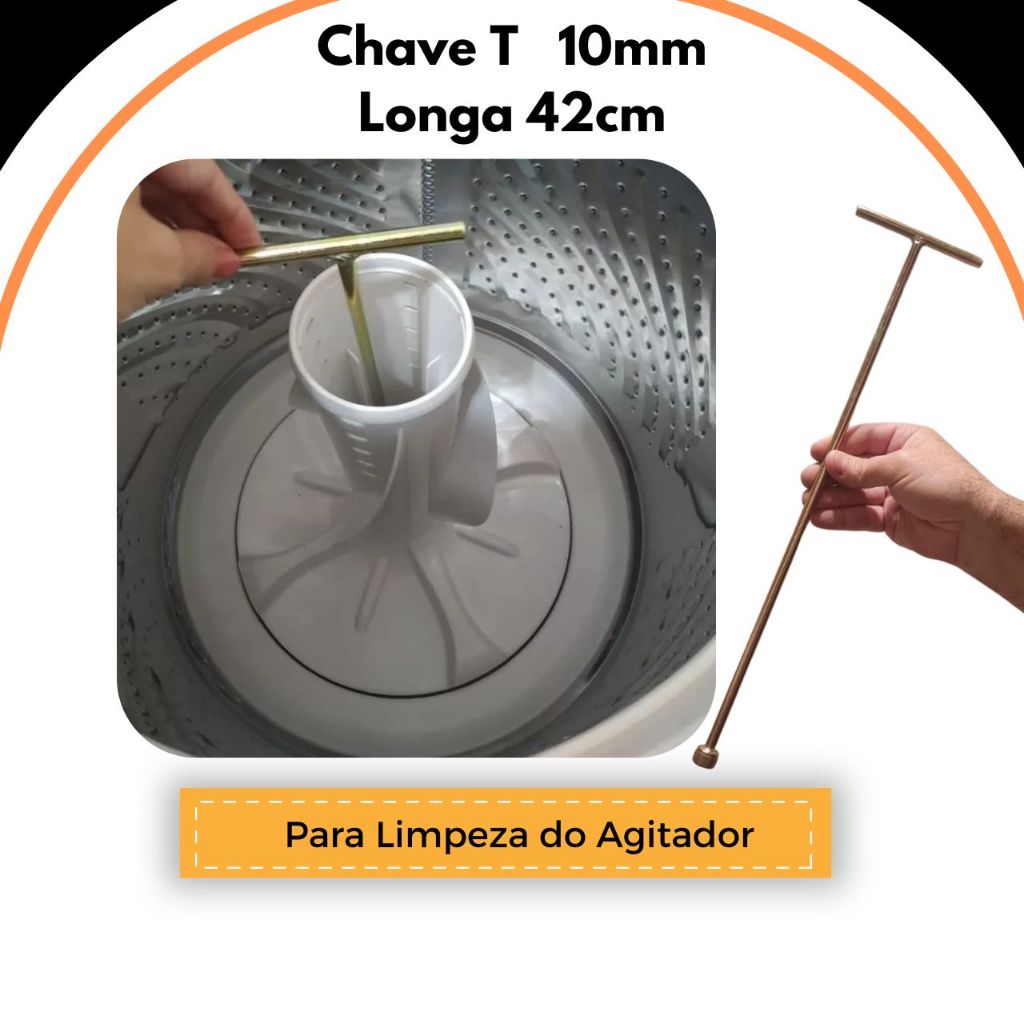 Chave T10mm Longa 42cm Para Limpeza Agitador Brastemp Electrolux
