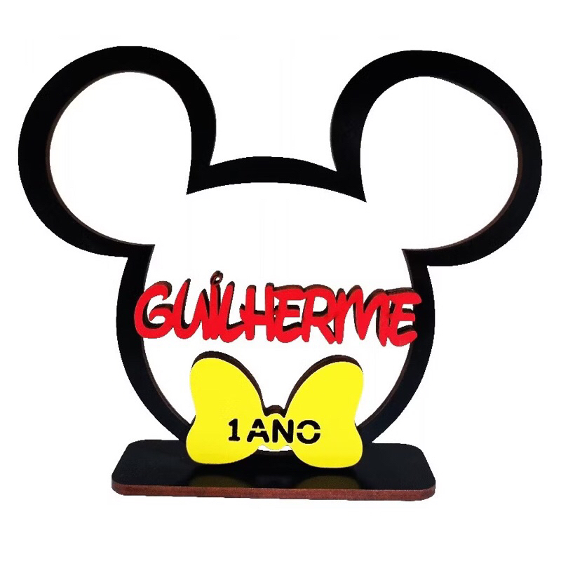 Centro de Mesa Mickey gravata personalizada Disney Personalizado Decoração Lembrancinha Aniversário Festas MDF