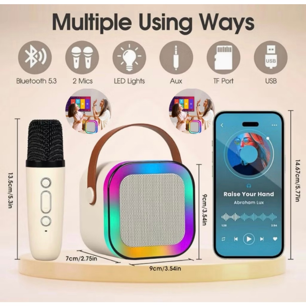 Caixa de Som com Microfones Bluetooth – Diversão em Família com Karaokê e Brincadeiras