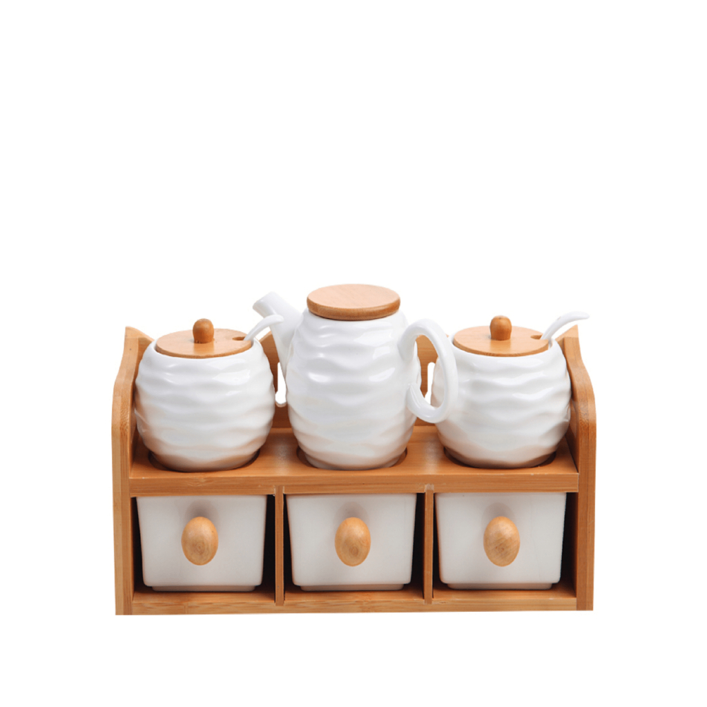 Kit Com 6 Peças Porta Mantemento em Cerâmica  com Suporte