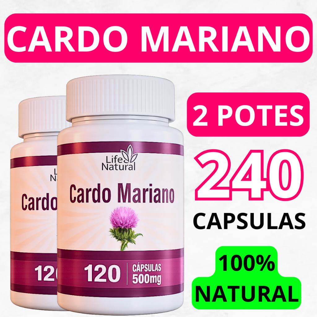 Cardo Mariano ou Silimarina kit 2 potes 240 Capsulas 100% NATURAL em Oferta na Shopee