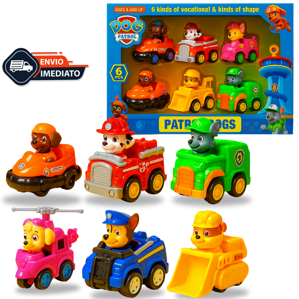 Kit 6 Carrinhos De Fricção Patrulha Canina Brinquedo Infantil