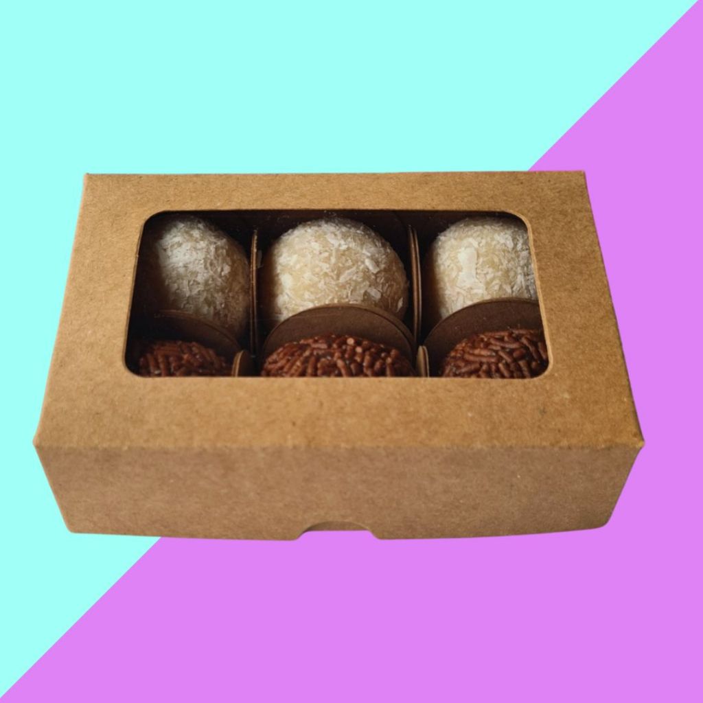 20+ Caixas 6 doces com visor 11x7,5x3 cm. em Oferta na Shopee