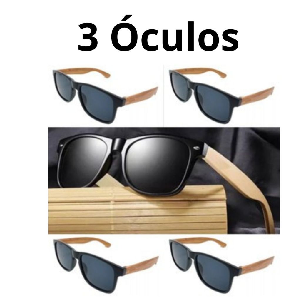 kit 10 UN oculos madeira de sol