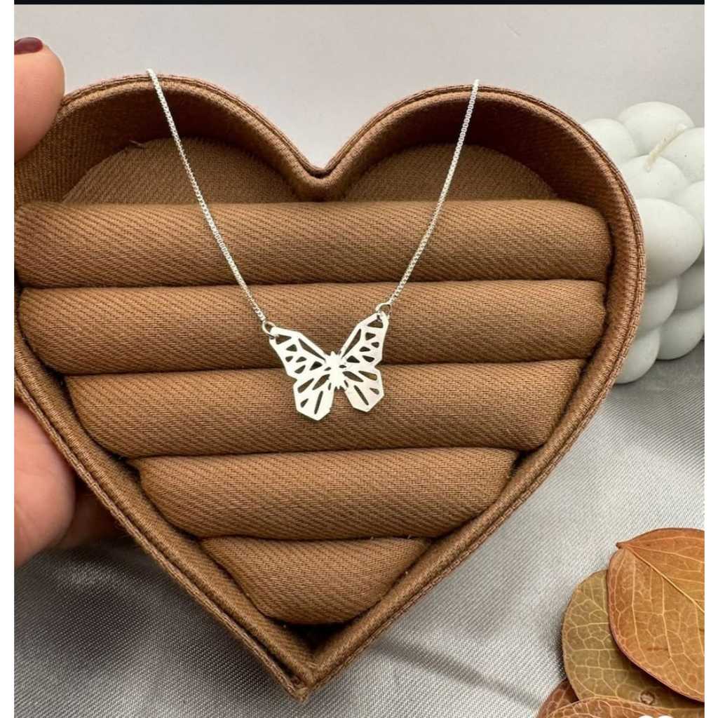 Colar Borboleta Vazada folheado a Prata 925 em Oferta na Shopee
