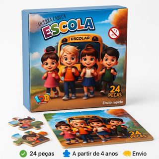 Quebra Cabeça - Escola 24 Peças Madeira em Oferta na Shopee