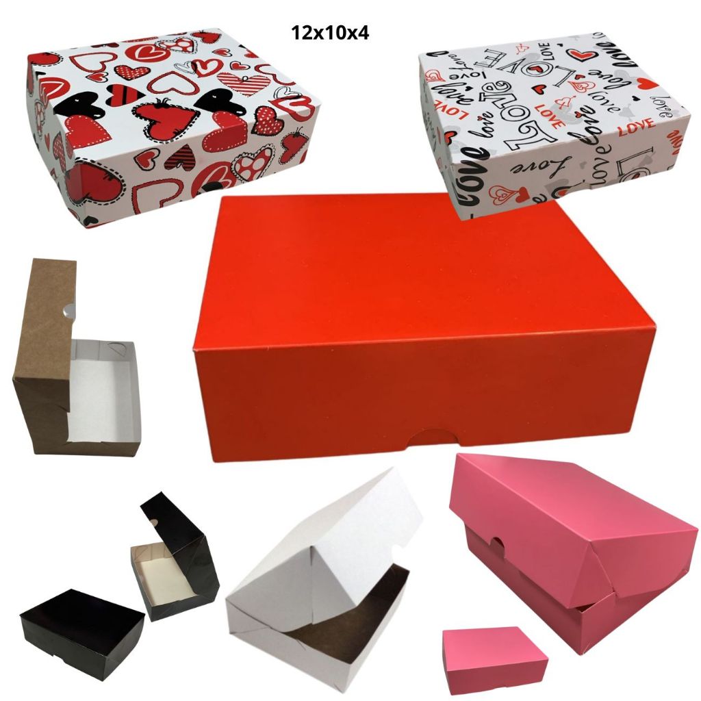 20 Caixas Brancas,Kraft,Love, Coração Colorida12x10x4 Tampa Basculante Multiuso Para Confeitaria , Delivery,Presente.