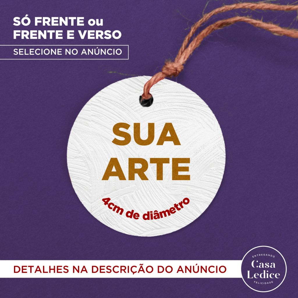Tag Personalizada Redonda 4x4cm - Com sua Arte - Só Frente ou Frente e Verso em Oferta na Shopee