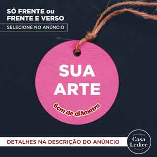 Tag Personalizada Redonda 6x6cm - Com sua Arte - Só Frente ou Frente e Verso em Oferta na Shopee