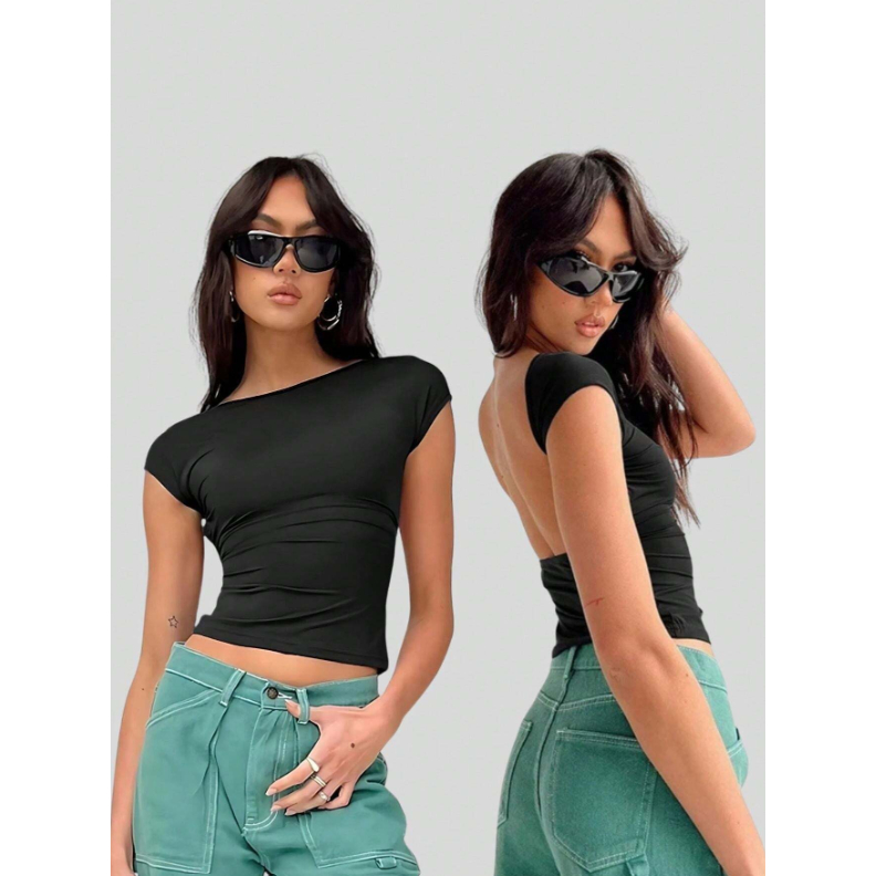 Cropped Costa Nua Tecido Duplo Suplex Baby Tee Manga Curta em Oferta na Shopee