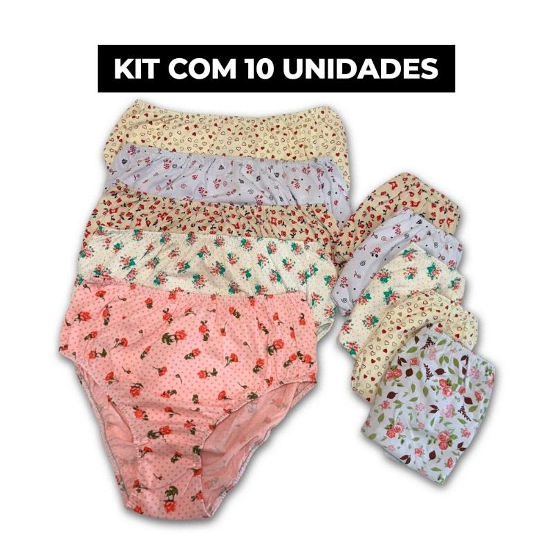 Calçola de 100% Algodão estampa diversas Kit com 10 un em Oferta na Shopee