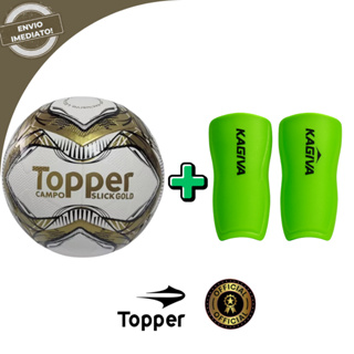 Bola Futebol Campo Topper Oficial Slick Gold Original + Caneleira ADULTO INFANTIL em Oferta na Shopee