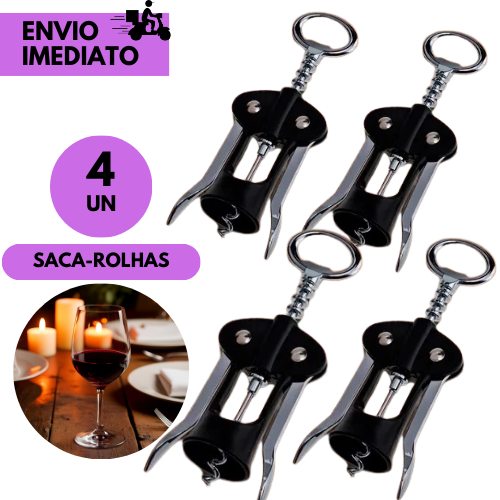 Kits 4 ou 2 Saca-Rolha com Abridor de Garrafa 2 em 1 Utensílio Prático para Vinhos e Bebidas