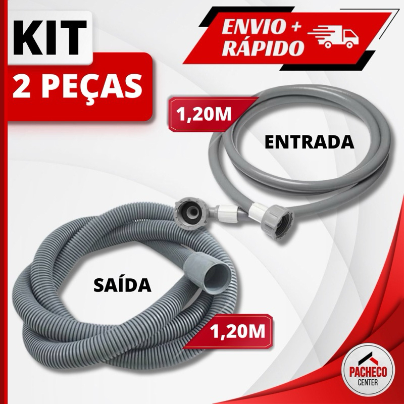 Kit Mangueira Máquina de Lavar Roupas Universal Entrada e Saída de Água - Eccofer
