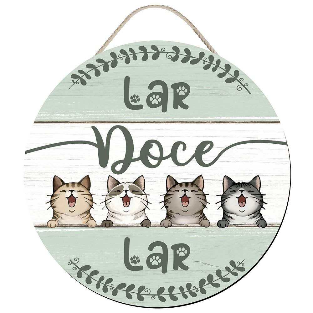 Placa Decorativa - Lar doce Lar - Gatinhos