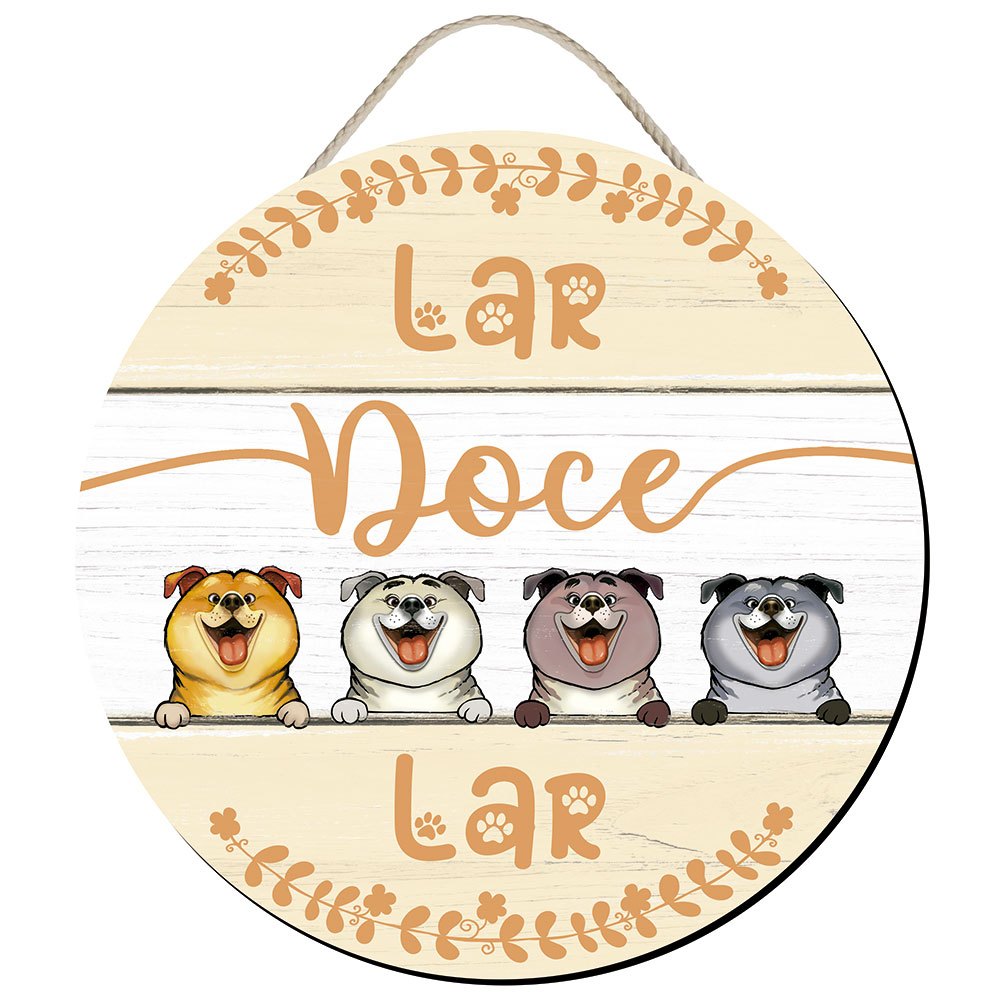 Placa Decorativa - Lar Doce Lar - Cachorrinhos