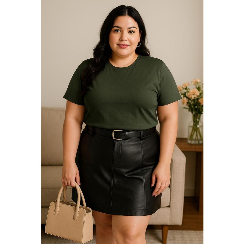 kit 2 camisetas básica caqui e verde militar básica trabalho qualquer ocasião blusa 100% algodão