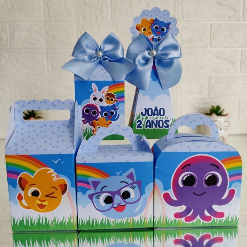 Kit Caixinhas Bolofofos Azul / Menino -Lembrancinhas Personalizadas | Mimos | Kit Festa | Personalizados (PEGUE E MONTE)