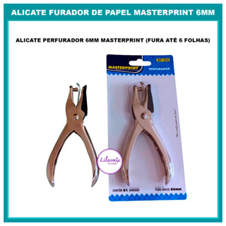 Perfurador Furador de Papel Alicate 1 Furo em Metal Aço Resistente MasterPrint 6mm Artesanato MP804 em Oferta na Shopee