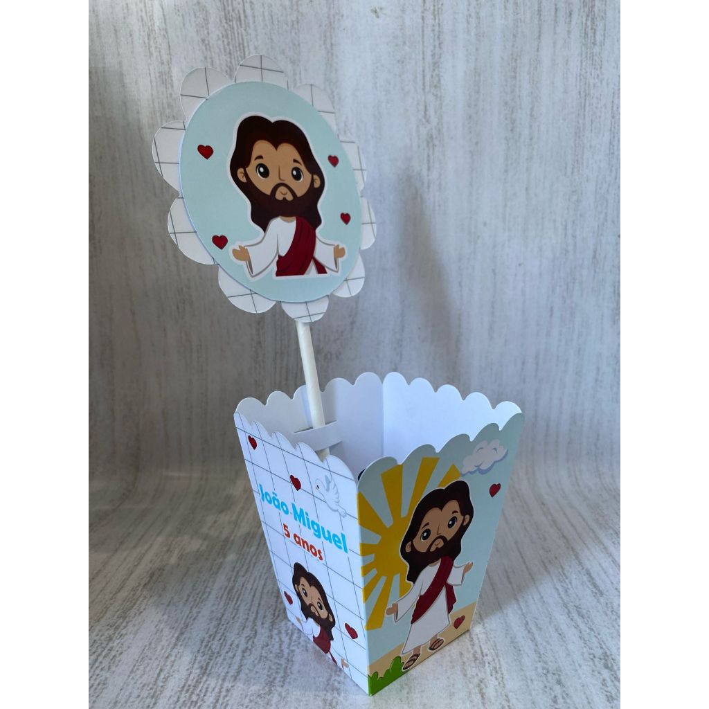Centros de mesa Jesus, Papai do Céu Personalizado com Nome | Cachepot Festa Infantil Chá Aniversário Decoração