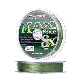 Linha Pesca Multifilamento 8x 100m Maruri Max Force UHMW (Escolha Diâmetro) 8 Fios P/Isca Artificial