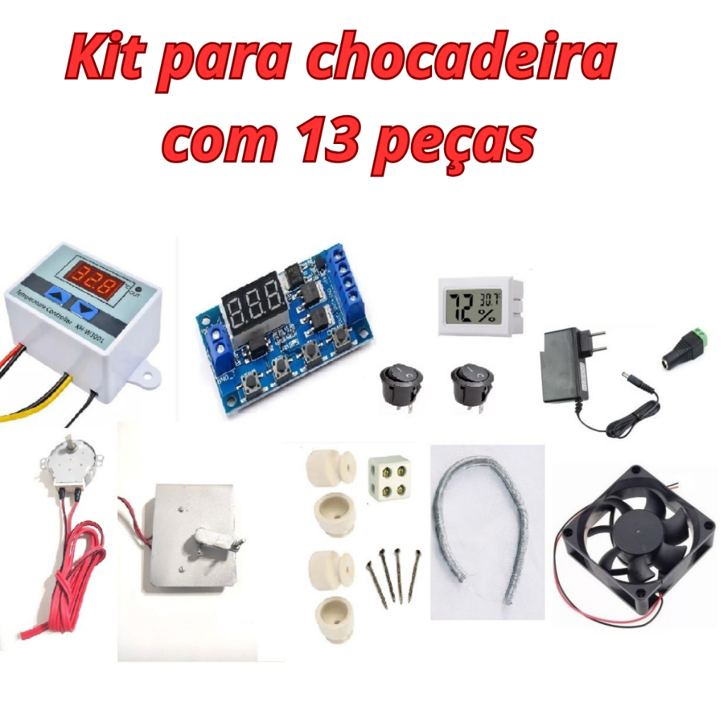 Kit chocadeira 13  peças termostato temporizador motor suportes resistencia isoladores cooler 110v/220v