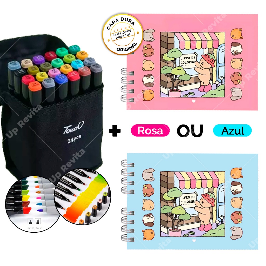 Livro De Colorir Bobie guds Capa Dura ou kit Com 24 Canetinhas + Caderno de Colorir 55 Pag...