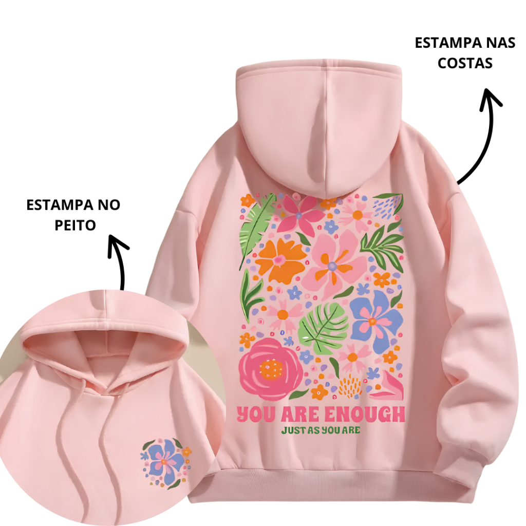 Blusa Moletom Capuz Canguru Flanelado Feminino Casual Algodão Básico Estampa Inverno em Oferta na Shopee