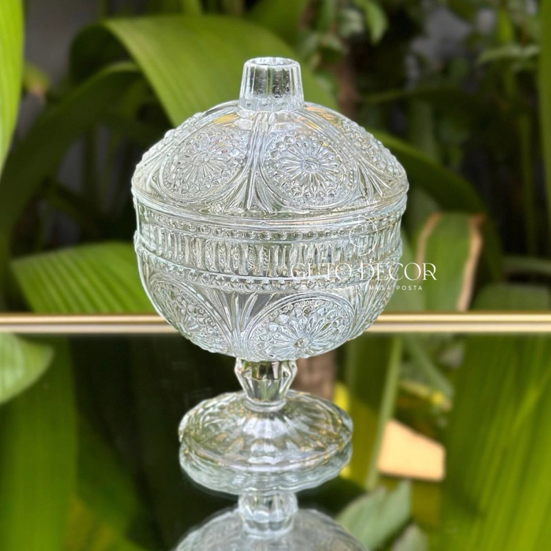 Potiche / Bomboniere Baleiro Vidro Roma 14cm
