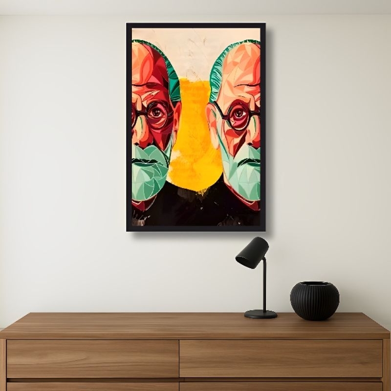Quadro decorativo pintura moderna Sigmunt Freud arte incrível