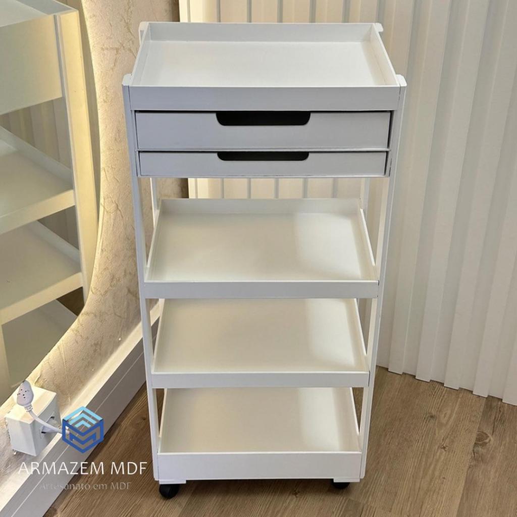 Carrinho Auxiliar Pintado Multiuso Prateleira C/Gavetas A4  C/Rodinhas 80cm Envio Rápido em Oferta na Shopee