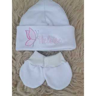 Kit  Touca E Luva RN  Com Borboleta E Nome Bordados em Oferta na Shopee