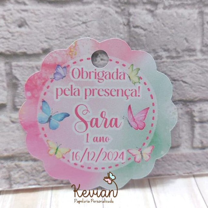 Tag de Agradecimento Personalizada Jardim Borboletas - Tag Chá de bebê Maternidade  Aniversário Festa Jardim Candy Color
