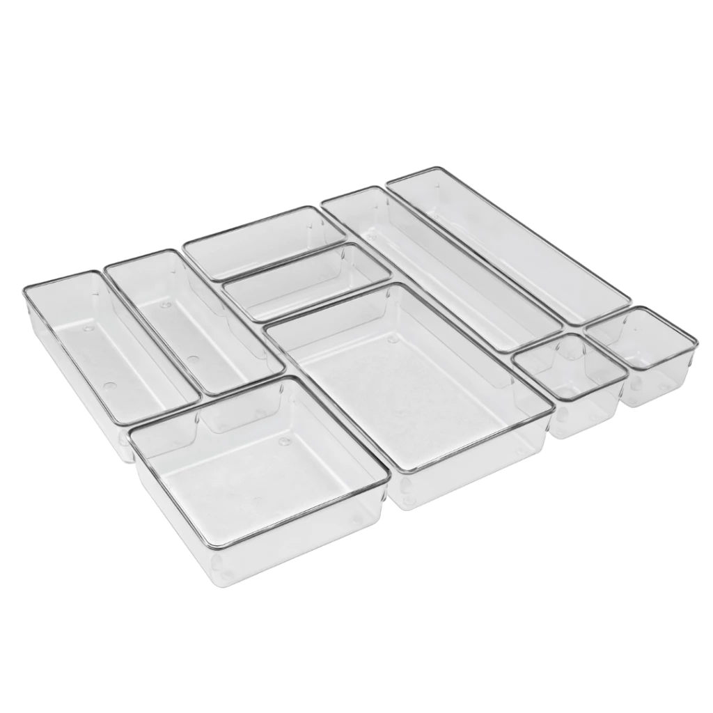 MONTE SEU KIT Organizadores de acrílico Multiuso para Gavetas, Geladeira, Dispensa Maquiag...