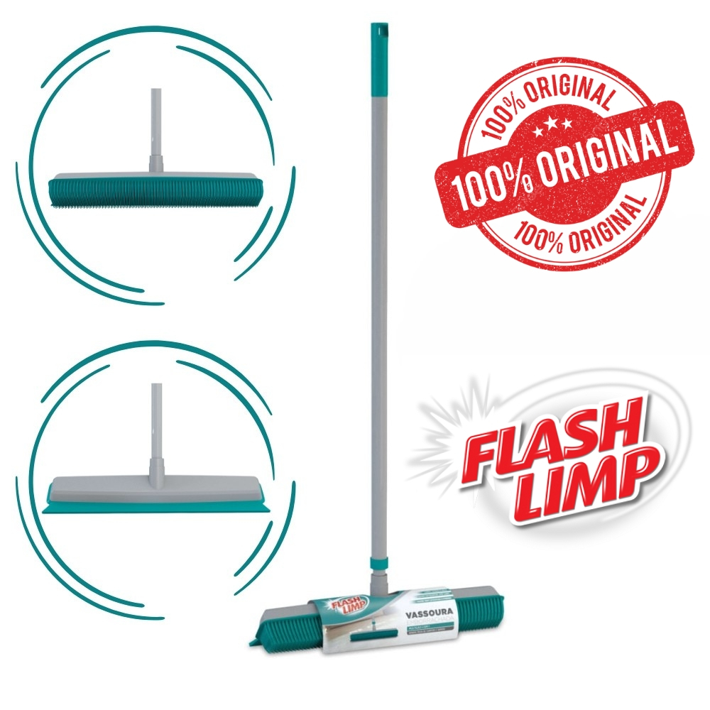Vassoura Emborrachada 2 em 1 Rodo Multiuso Tira Pelos Tapetes e Carpetes Flash Limp FLP6132 em Oferta na Shopee
