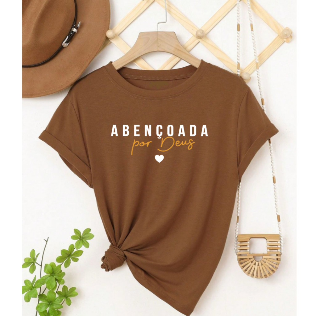 Camiseta Blusa T-Shirt Feminina Cristã Abençoada Por Deus em Oferta na Shopee