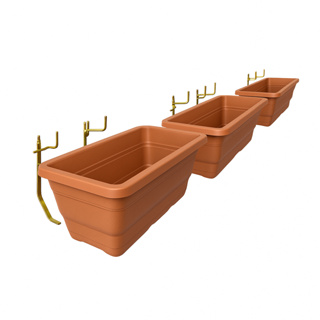Kit Horta Vertical - 3 Jardineira 9,7L com Suportes de Parede - Ideal para Horta e Floreira Retangular -3JR42_6SI em Oferta na Shopee