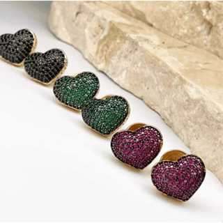 Brinco Coração Cravejado com Zircônias Luxo Estilo Elegância Moda Feminina Presente Mulher em Oferta na Shopee