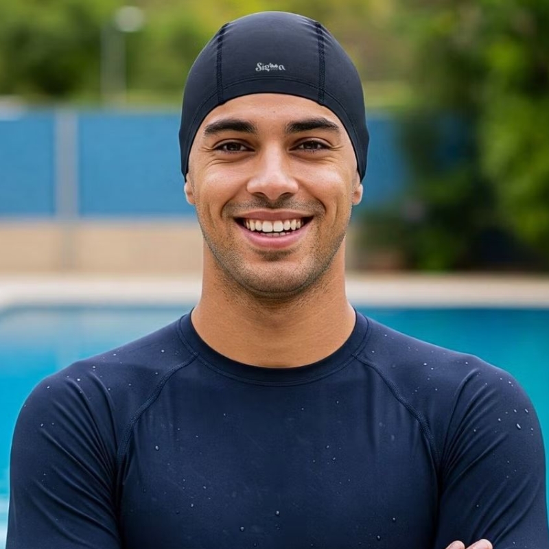 Touca Natação Adulta Cobre Orelha Unissex Toquinha Hidroginástica Pano Poliamida Banho Toca Nadar Uv