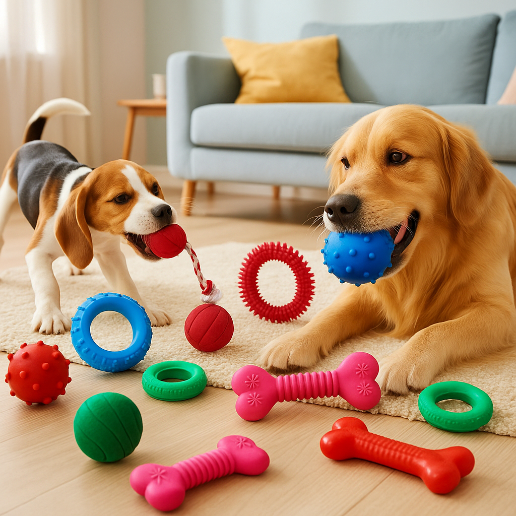 Kit 10 Brinquedos para Cachorros de Pequeno Médio Porte Ossinho Bolinha Pneu Haltere Pet
