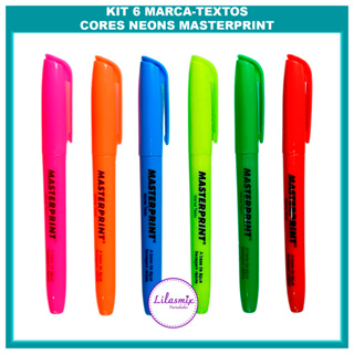 Kit 6 Marca Texto Canetas Cores Neon Masterprint Material Escolar Universitario Completo Grifa Texto em Oferta na Shopee
