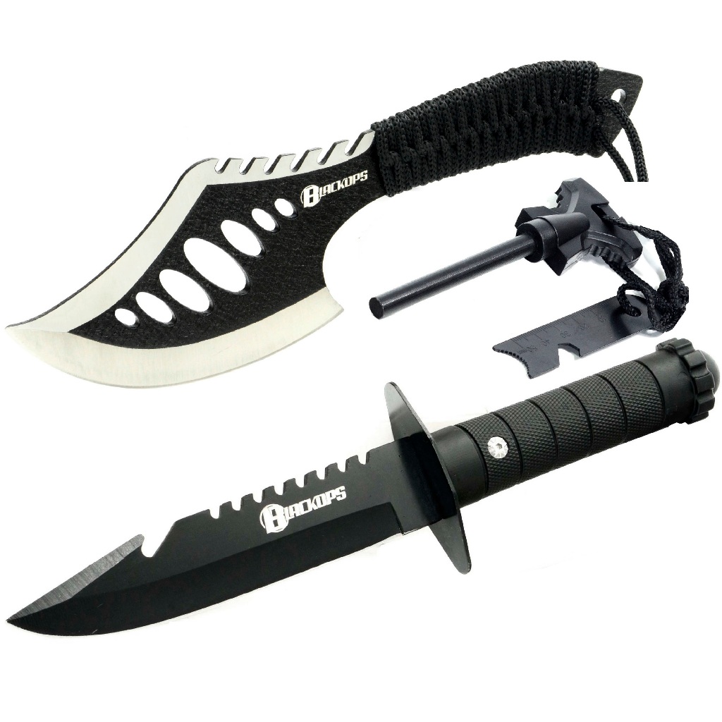 Machado Tático Viking Militar Camping Sobrevivência K-A05+Faca Tática THY-16+ Pederneira de Magnésio