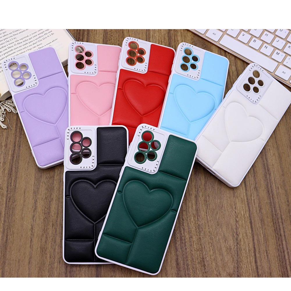 Capa capinha de Coração puffer para celular  Samsung Motorola capinha almofada para personalizada