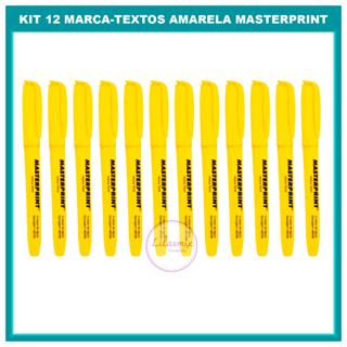 Caixa Caneta Marca Texto Amarela Amarelo Com 12 Unidades Masterprint Mp612 Material Escolar Barato em Oferta na Shopee