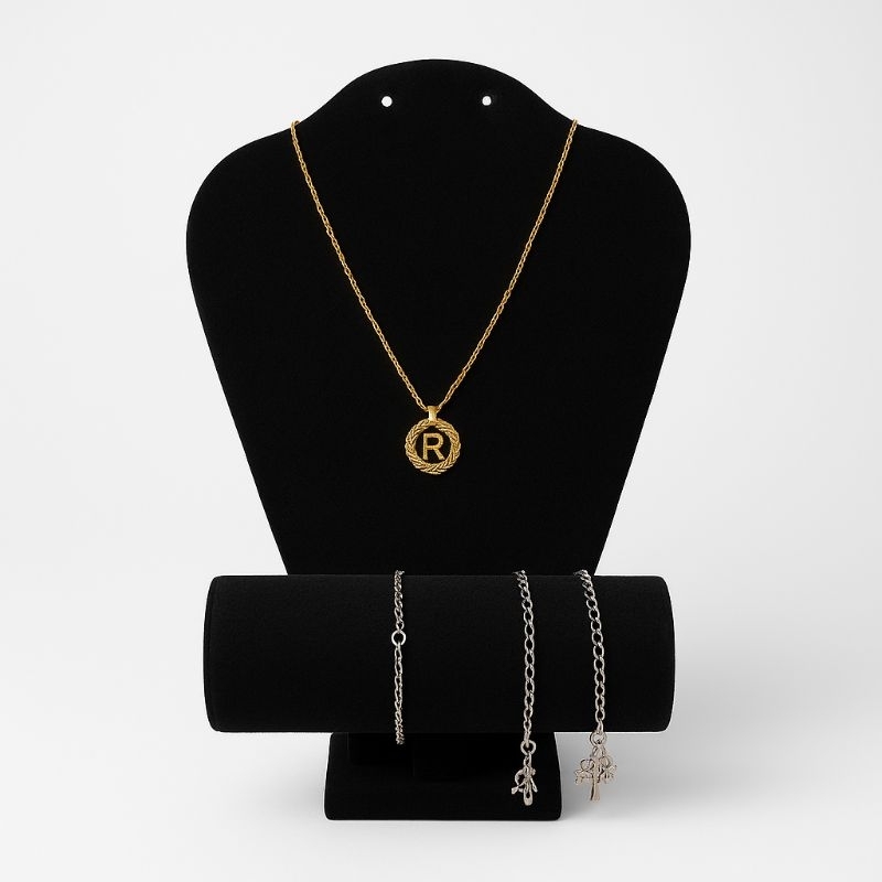 expositor para pulseira, colar e brincos 3em1