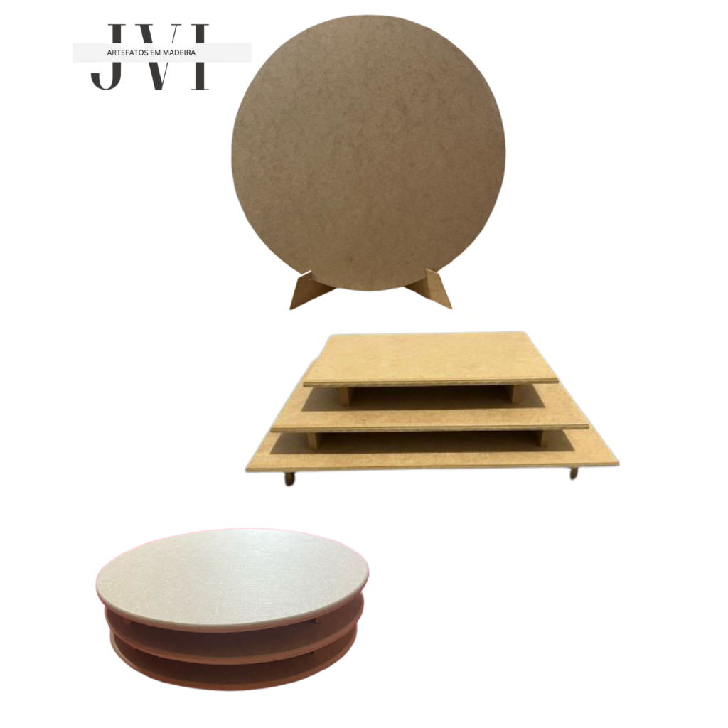 Kit Painel de festa 50x50 bandejas oval e bandejas retangular 7 peças em mdf